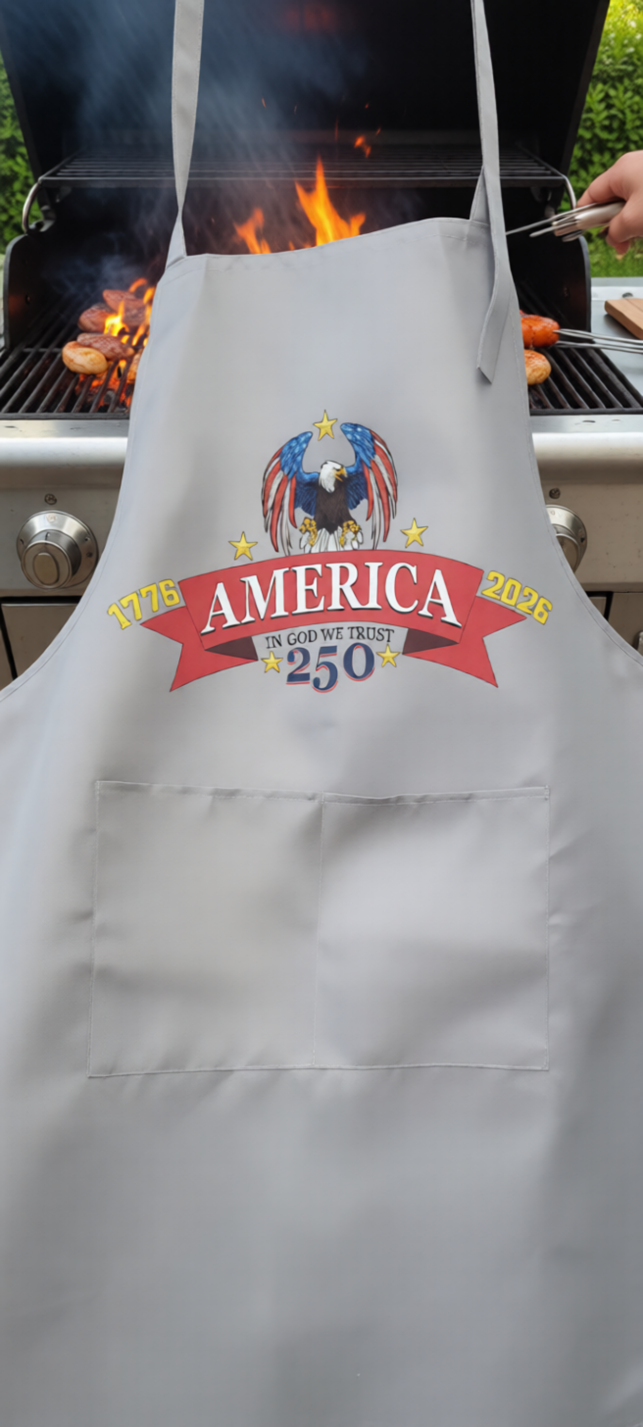 America 250 grey apron
