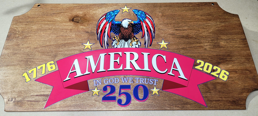 America 250 hanging sign